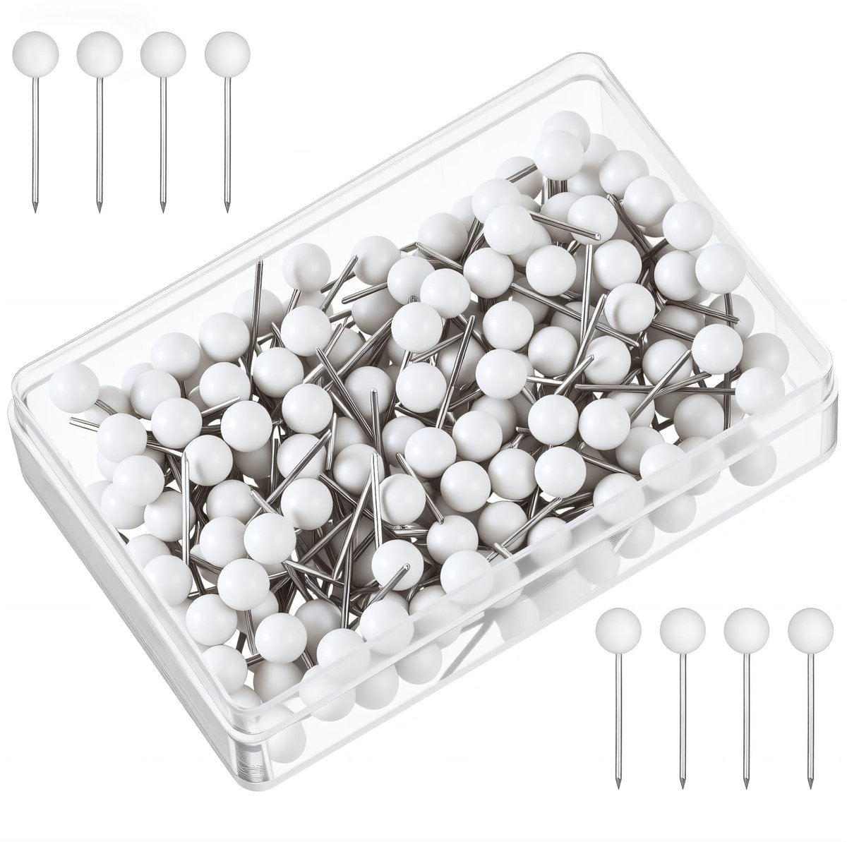 Solidchoice - 200 Stuks Witte Duimspijkers voor Kantoor en Creatieve Projecten
