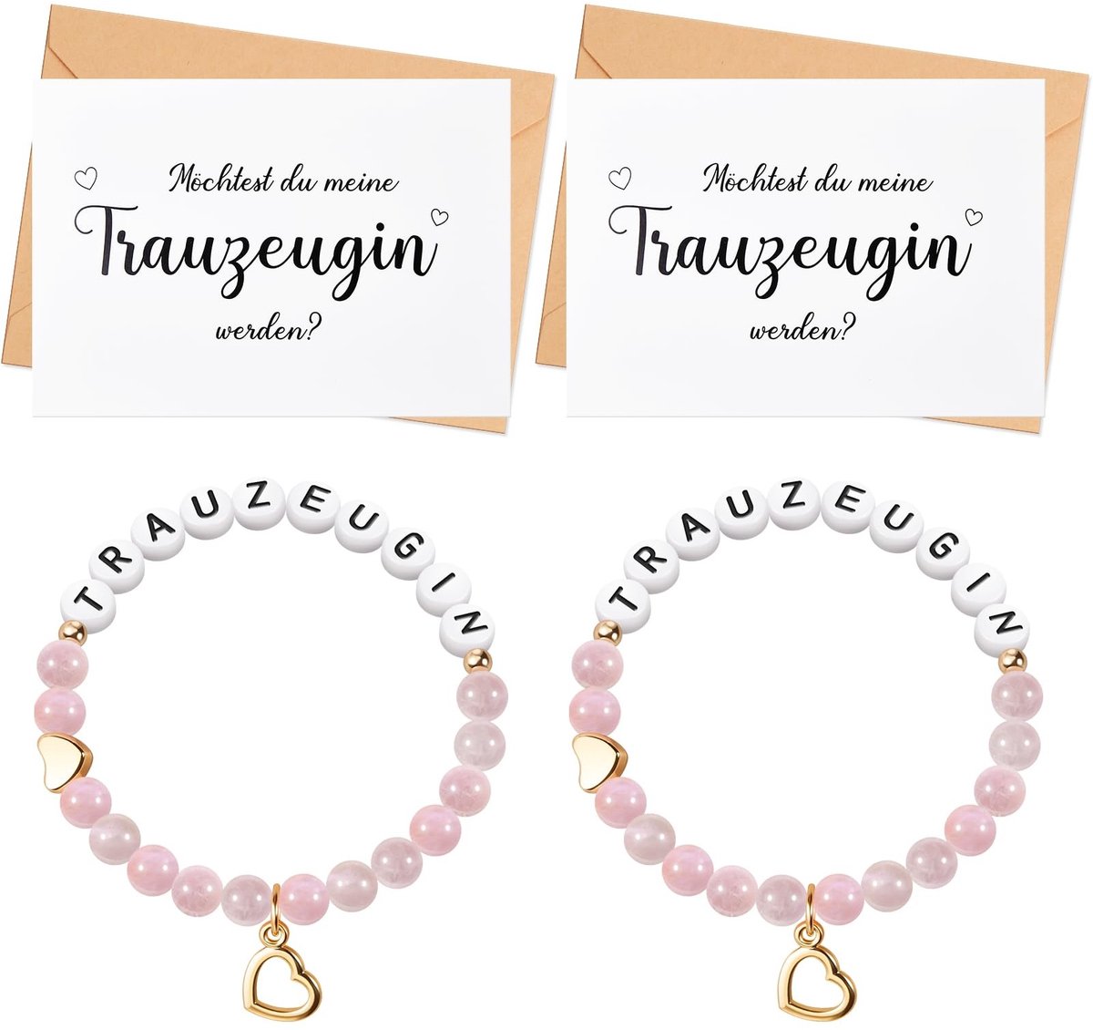 Solidchoice - Set van 2 Bruidsmeisjesarmbanden met Uitnodigingskaarten