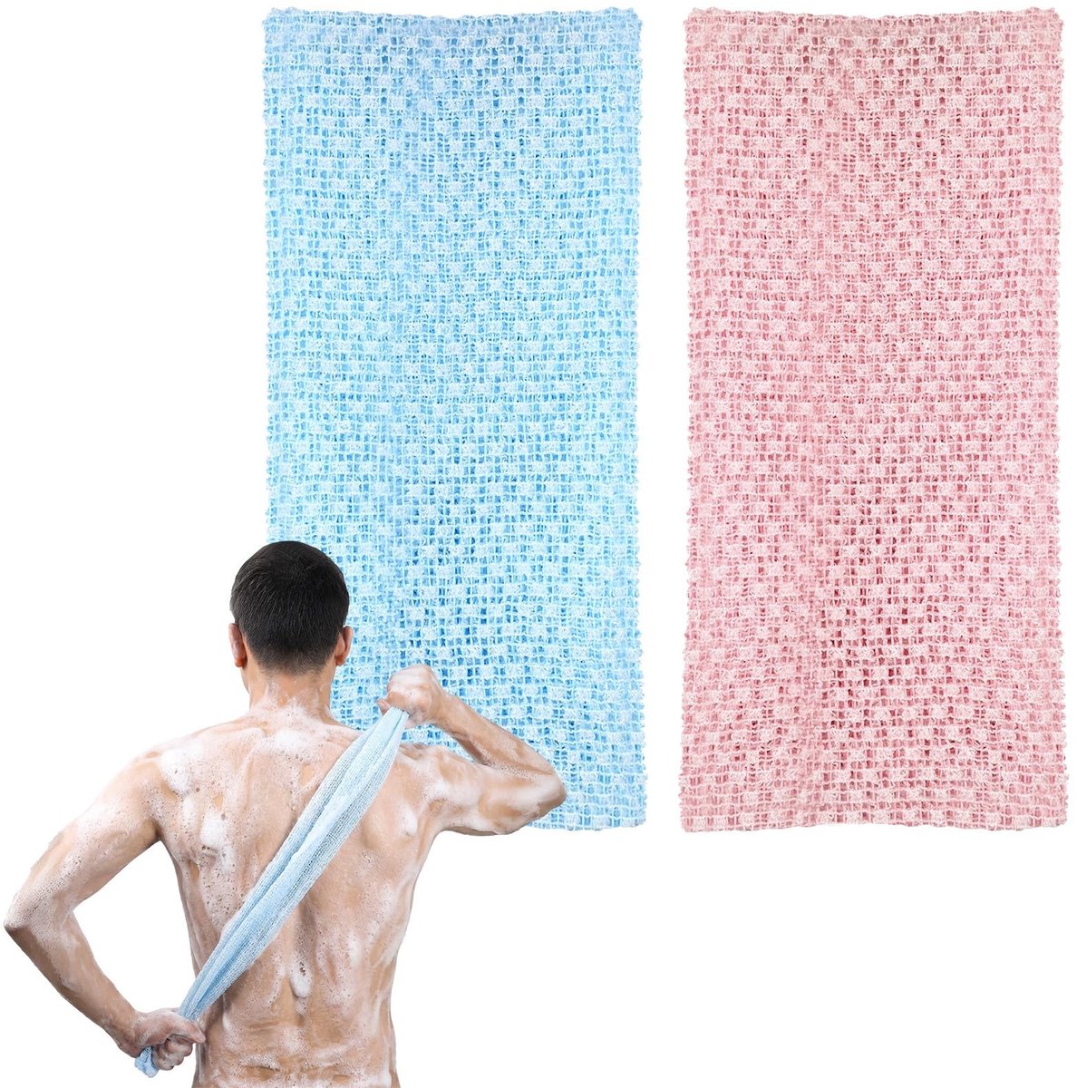 Solidchoice - Set van 2 Extra Lange Exfoliërende Douchehanddoeken