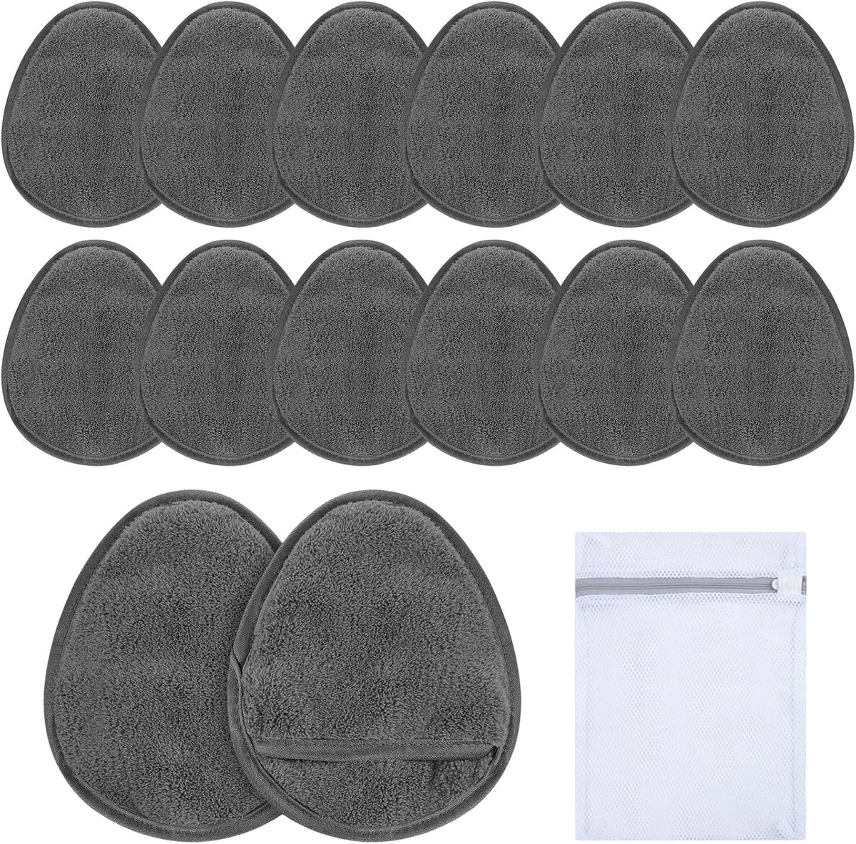 Herbruikbare make-up remover pads - microvezel - 12 stuks met waszak - zacht en pijnloos reinigen - ShopVlot