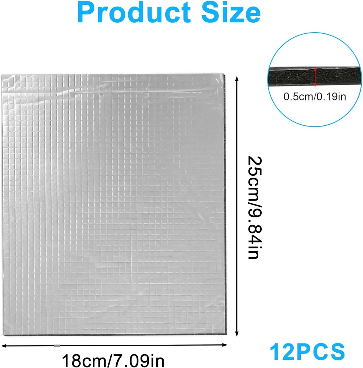 Isolatiemat auto 25 x 18 cm - zelfklevend - aluminiumfolie en schuim - geluids- en warmte-isolatie - ShopVlot