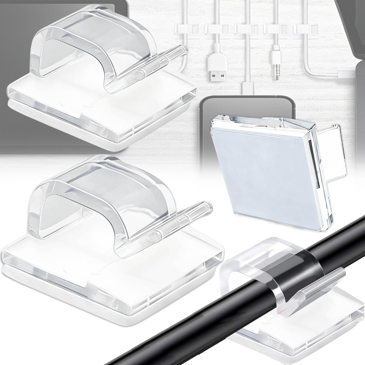 Solidchoice - 60 Stuks Zelfklevende Kabelclips voor Organisatie