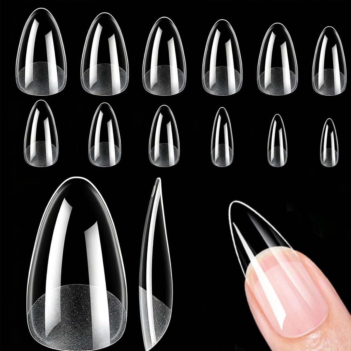 Solidchoice - 600 Stuks Natuurlijke Amandelvormige Nageltips in 12 Maten