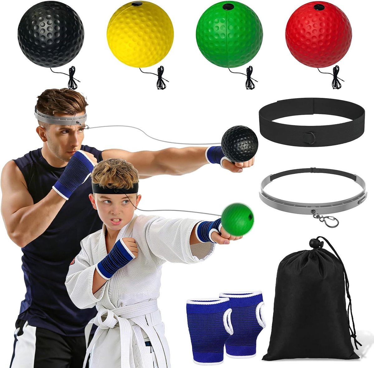 jonglierballen trainingsset - 4 boksballen - verstelbare hoofdbanden - voor hand-oogcoördinatie - ShopVlot
