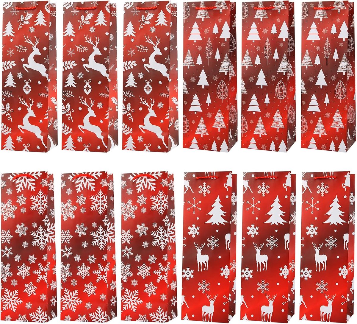 Wijndraagtas rood 36x12x10 cm - stijlvolle tas - ideaal voor wijnflessen - perfect voor cadeau's - ShopVlot