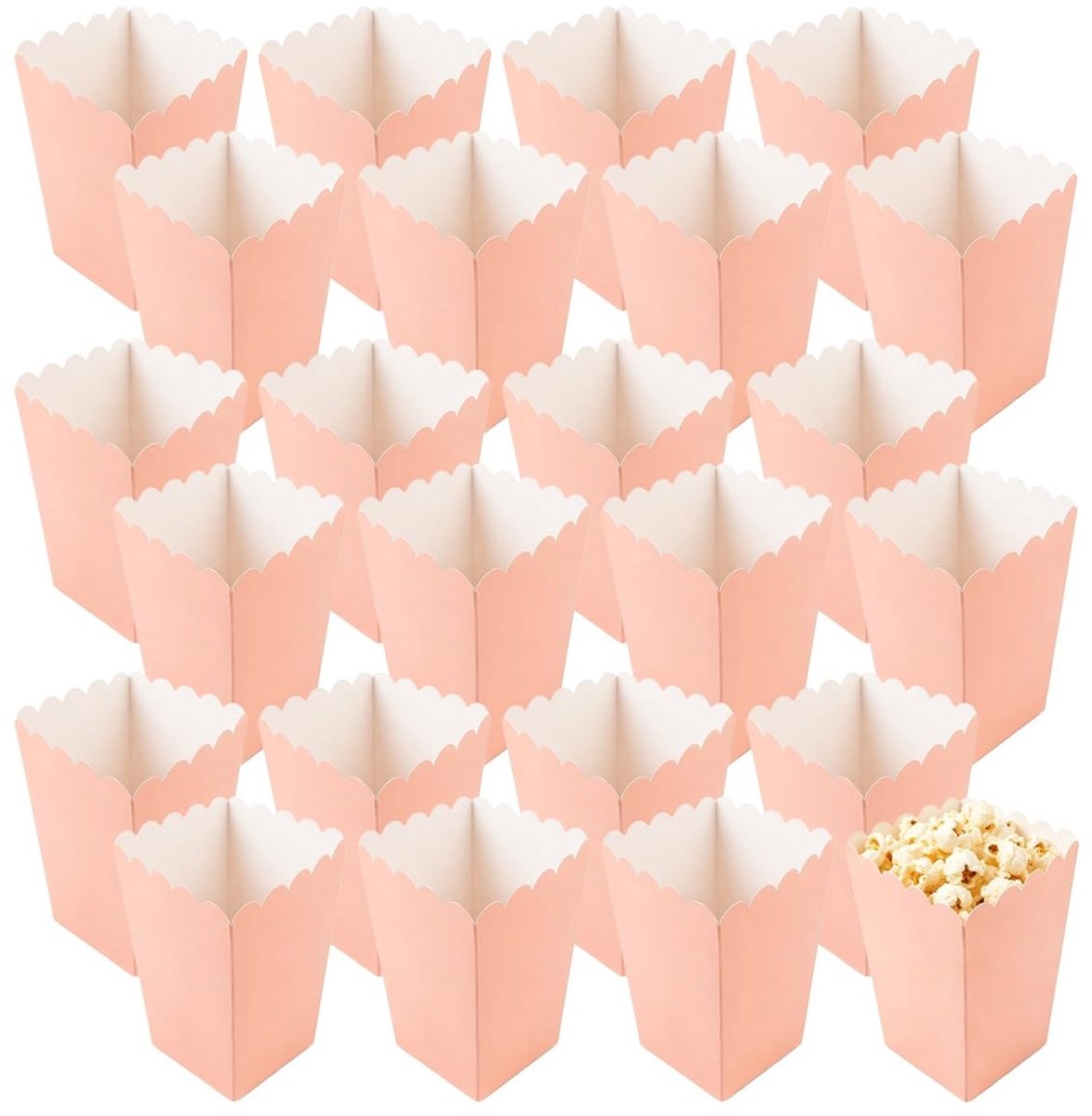 Solidchoice - 24 Stuks Mini Popcornbakjes voor Feestjes en Filmavonden, Roze