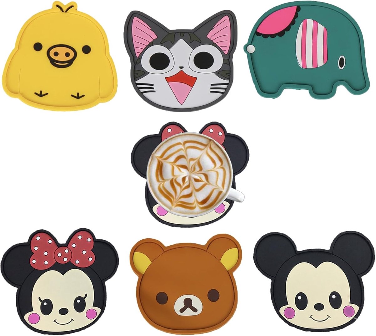 Coasters Dierenpatroon - Silicone - Schattige ontwerpen - Perfect voor drankjes - ShopVlot