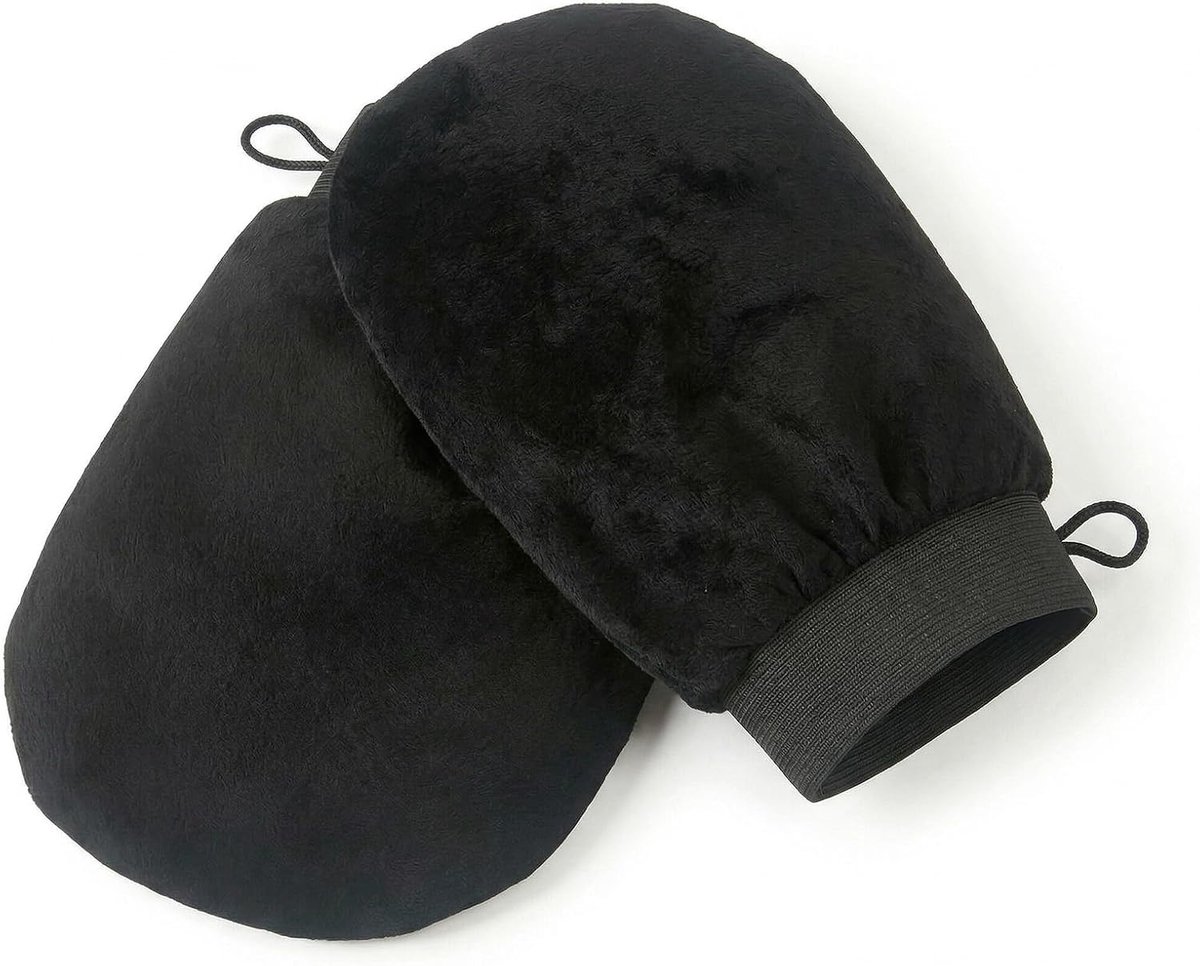 Peelinghandschoen set van 2 - Exfoliërende handschoenen - Zwart - Voor een gladde huid - ShopVlot
