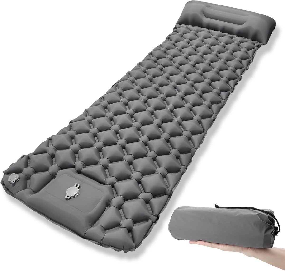 Opblaasbare mat 190 x 60 cm - TPU - met voetpedaal - ideaal voor camping - ShopVlot