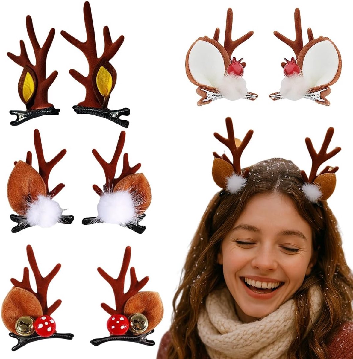 4 Paar Feestelijke Kerst Haarspeldjes en Accessoires