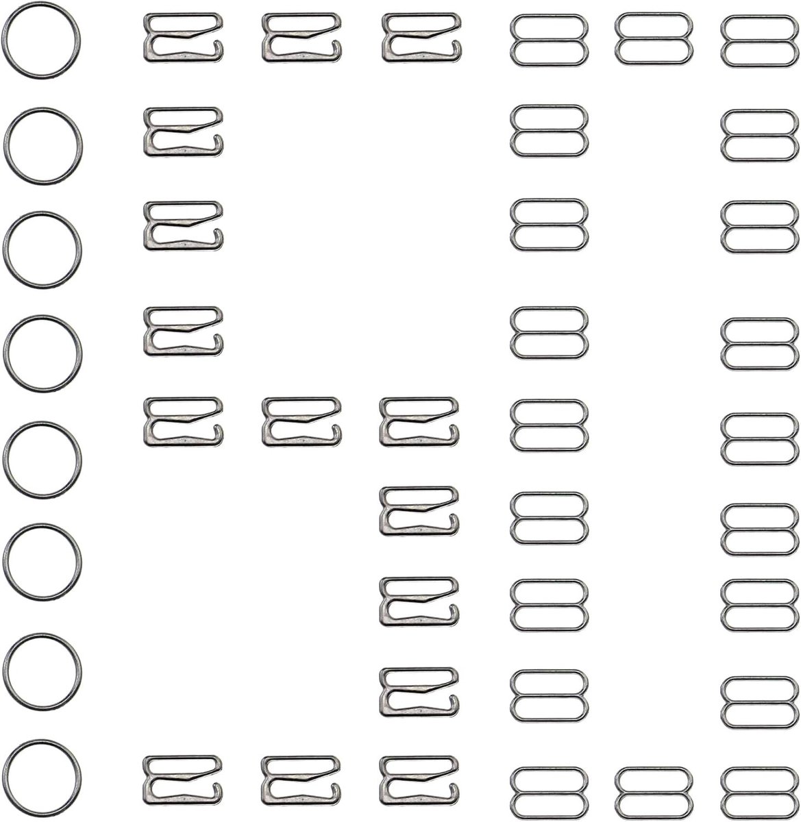 150 Stuks Lingerie Slippers voor Verstelbare Lussen, Haakjes en Slider Ringen voor Ondergoed (12mm, Zilver)