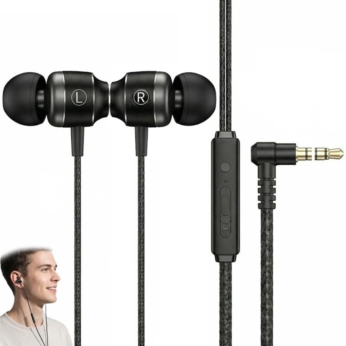 Solidchoice - In-ear Hoofdtelefoon met Kabel en Microfoon voor Hoogwaardige Geluidskwaliteit