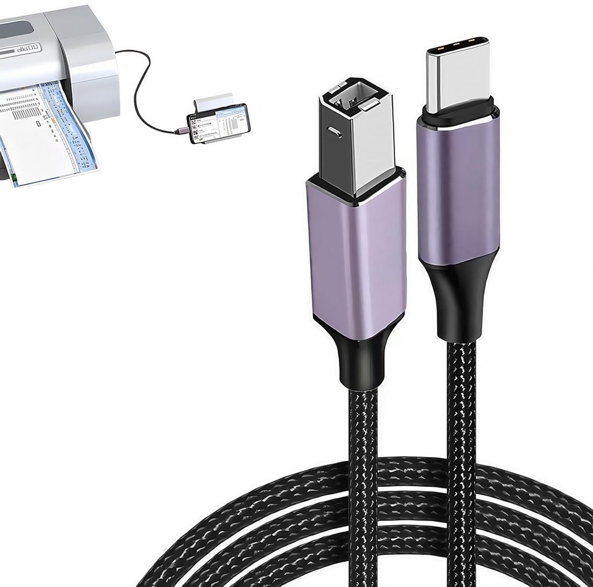 USB C Printer Kabel 2m - USB 2.0 - Plug & Play - Snel printen en scannen - ShopVlot