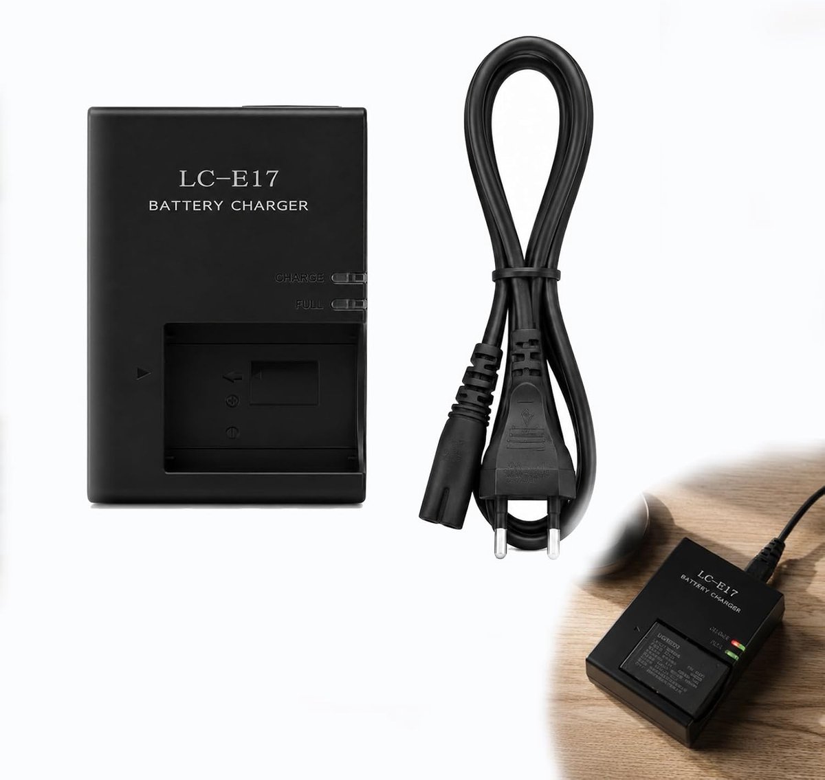 Accu-snellader LP-E17 - compatibel met Canon DSLR - draagbaar met led-display - ideale oplader voor reizen - ShopVlot