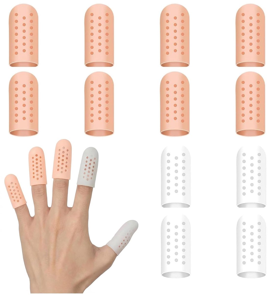 Silicone vingerbeschermers 12 stuks - ademend silicone - bescherming bij verwondingen - comfortabele ondersteuning - ShopVlot