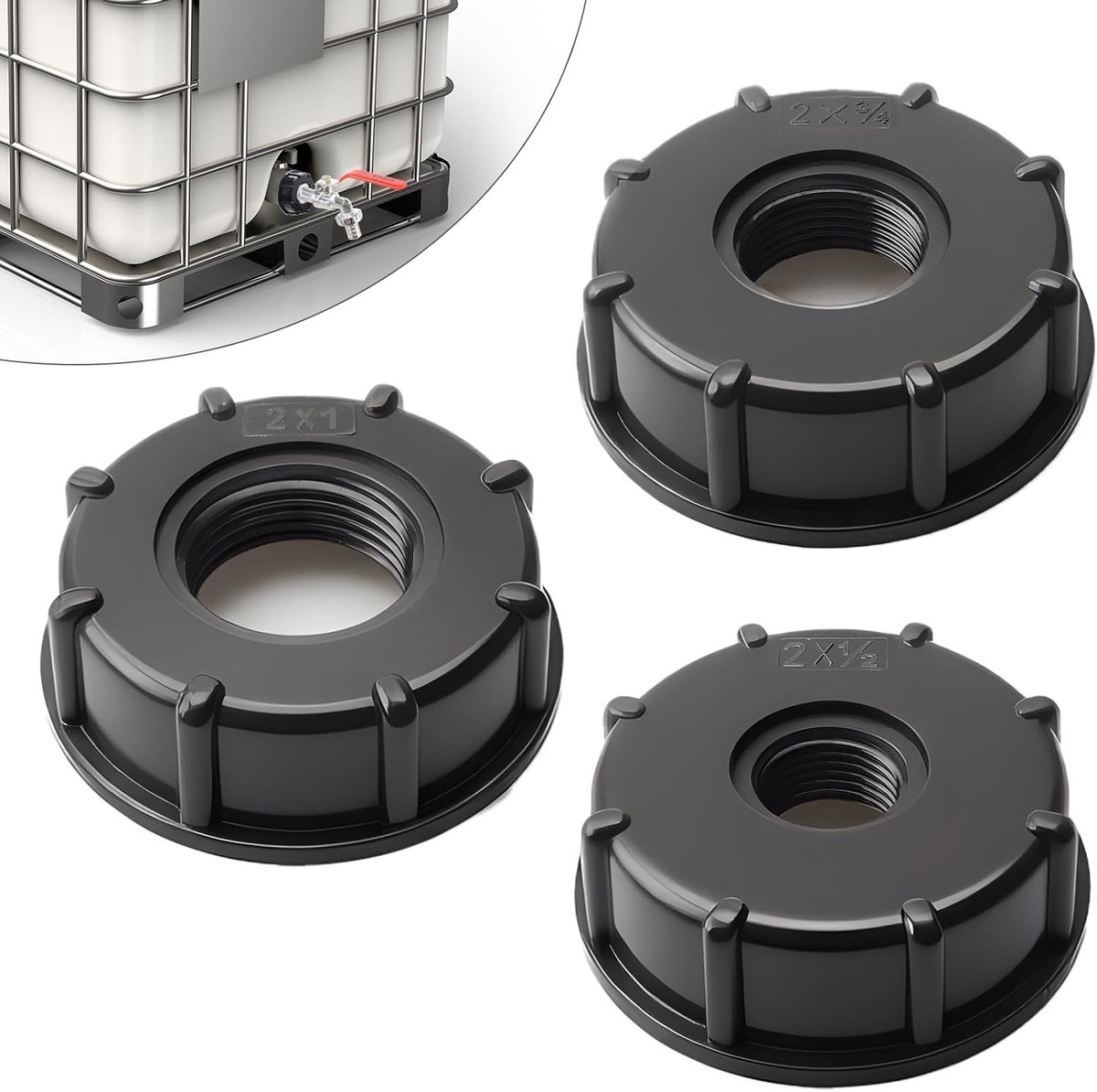 IBC adapter set 3pcs 1/2, 3/4, 1 inch - hoogwaardige kunststof - makkelijk te installeren - voor IBC watertanks - ShopVlot