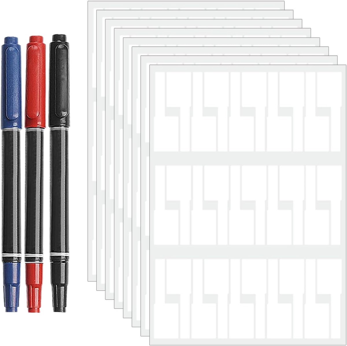 Kabelmarkeringspapier A4 - 8 Bladeren + 3 Markers - Waterdichte Labels - Voor overzichtelijke identificatie - ShopVlot