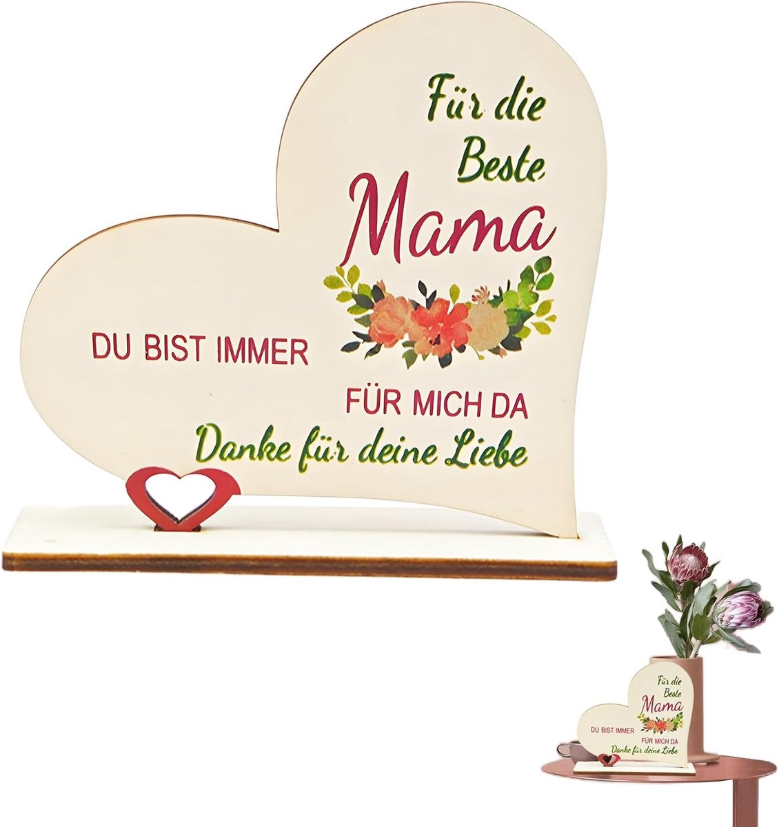 Houten Hartdecoratie voor Moeder – Unieke Cadeau Ideeën voor Mama – 13x12cm – Geel Hout – Perfect voor Moederdag