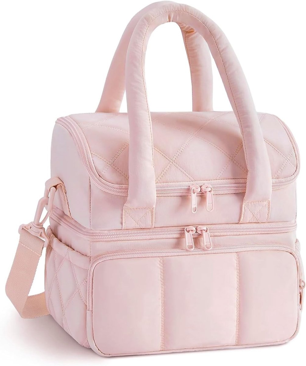 Grote Geïsoleerde Lunchtas voor Mannen en Vrouwen, 11.8L, Dubbel Laags Koeltas met 180° Rits, Ideaal voor Werk, Picknick en Strand, Verstelbare Draagriem en Gevoerde Lunchbox