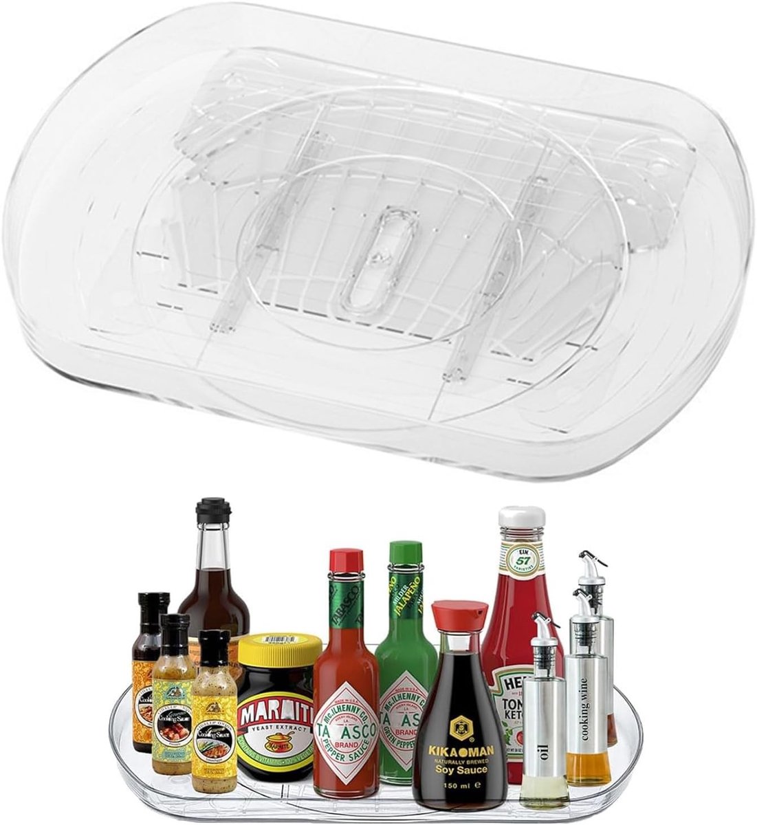 Rotating Keukenorganizer voor Specerijen, 360 Graden Draaischijf, Rectangular, 40 x 28 cm, Gemakkelijk Schoon te Maken en Antislip Design