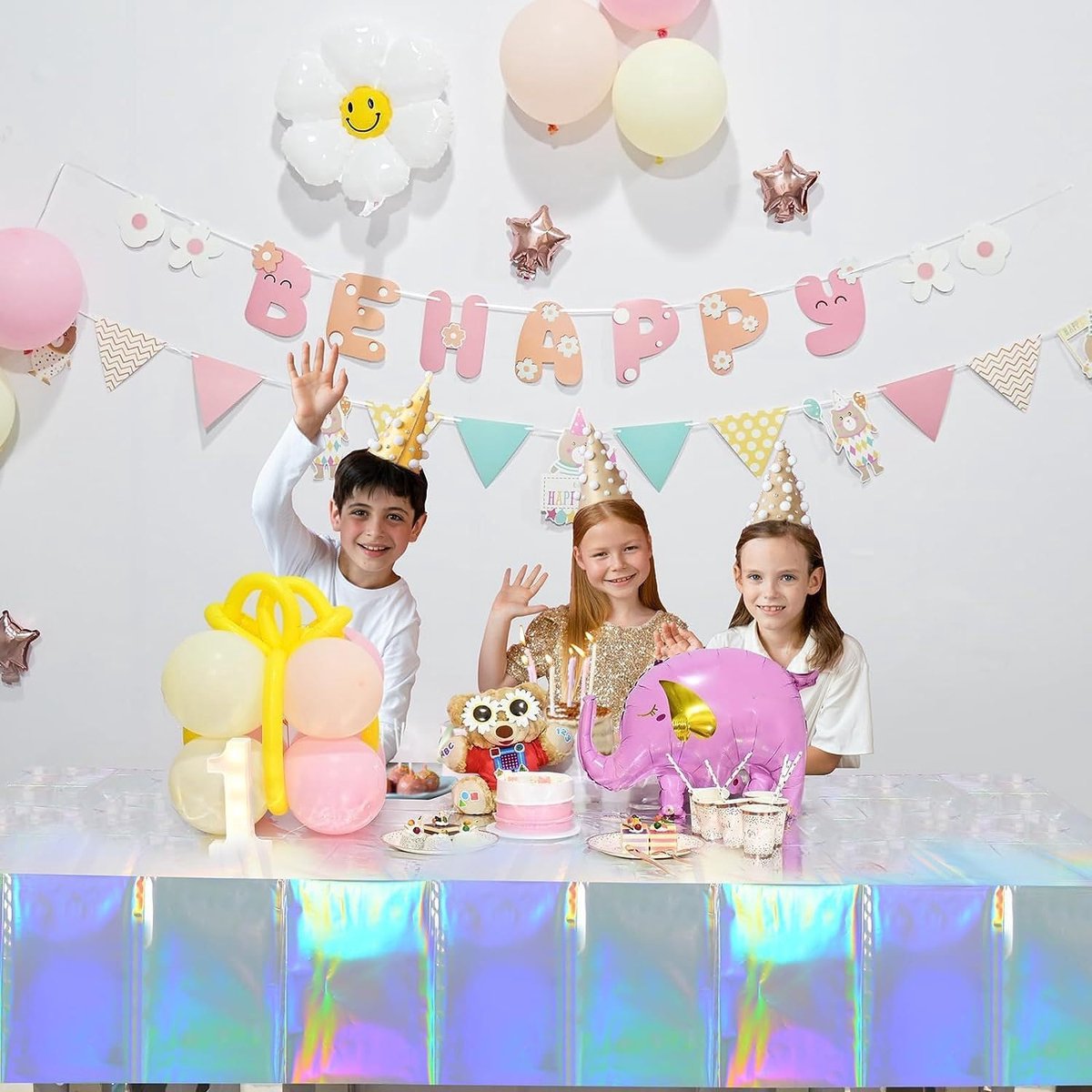Plastic Tafellaken 54x108 Inch - Regenboog Laser - Kleurrijk en Glanzend - Perfect voor Verjaardagsfeesten - ShopVlot
