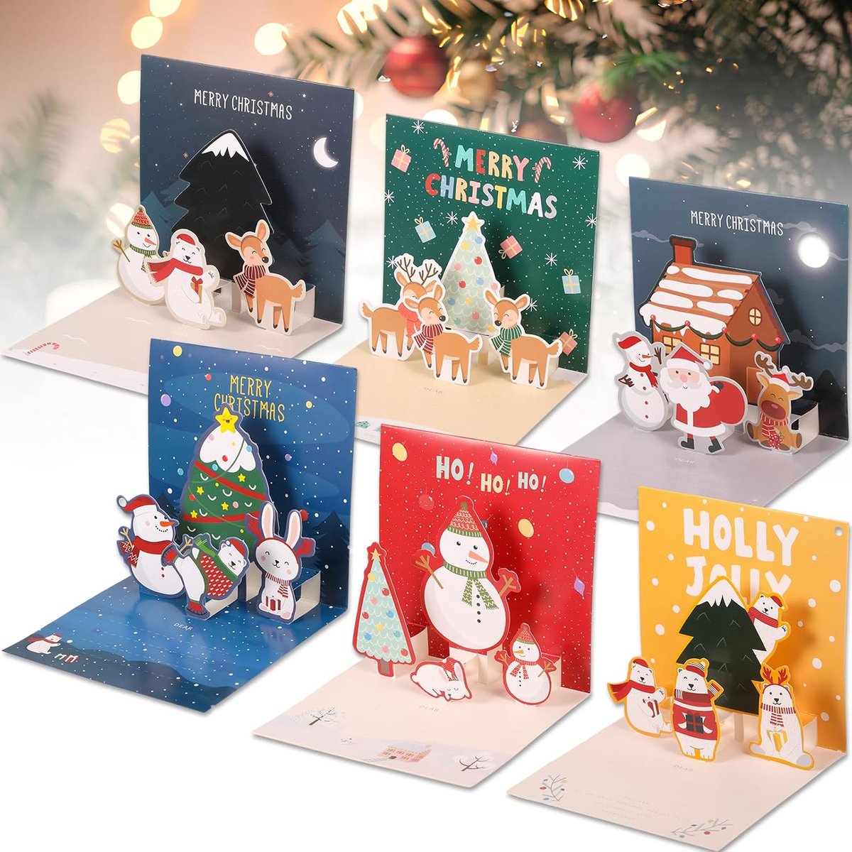 Kerstkaarten 6 stuks - Pop-up 3D kerstkaarten - Handgemaakt - Perfect voor kinderen en familie - ShopVlot
