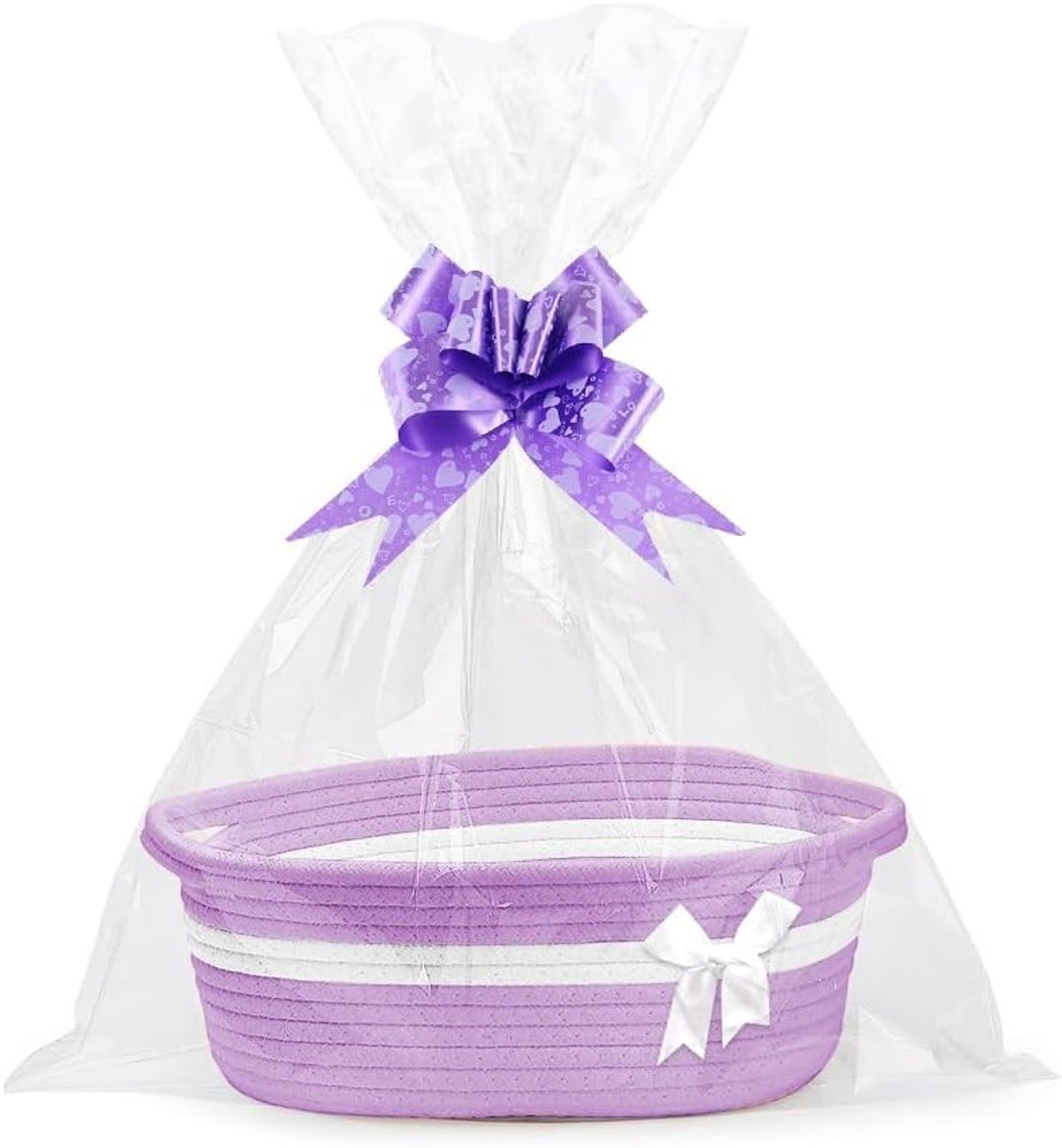 Lege Cadeaumand met 2 Transparante Cadeautassen en 2 Cadeaubogen voor Babyshowers, Verjaardagen en Feestdagen