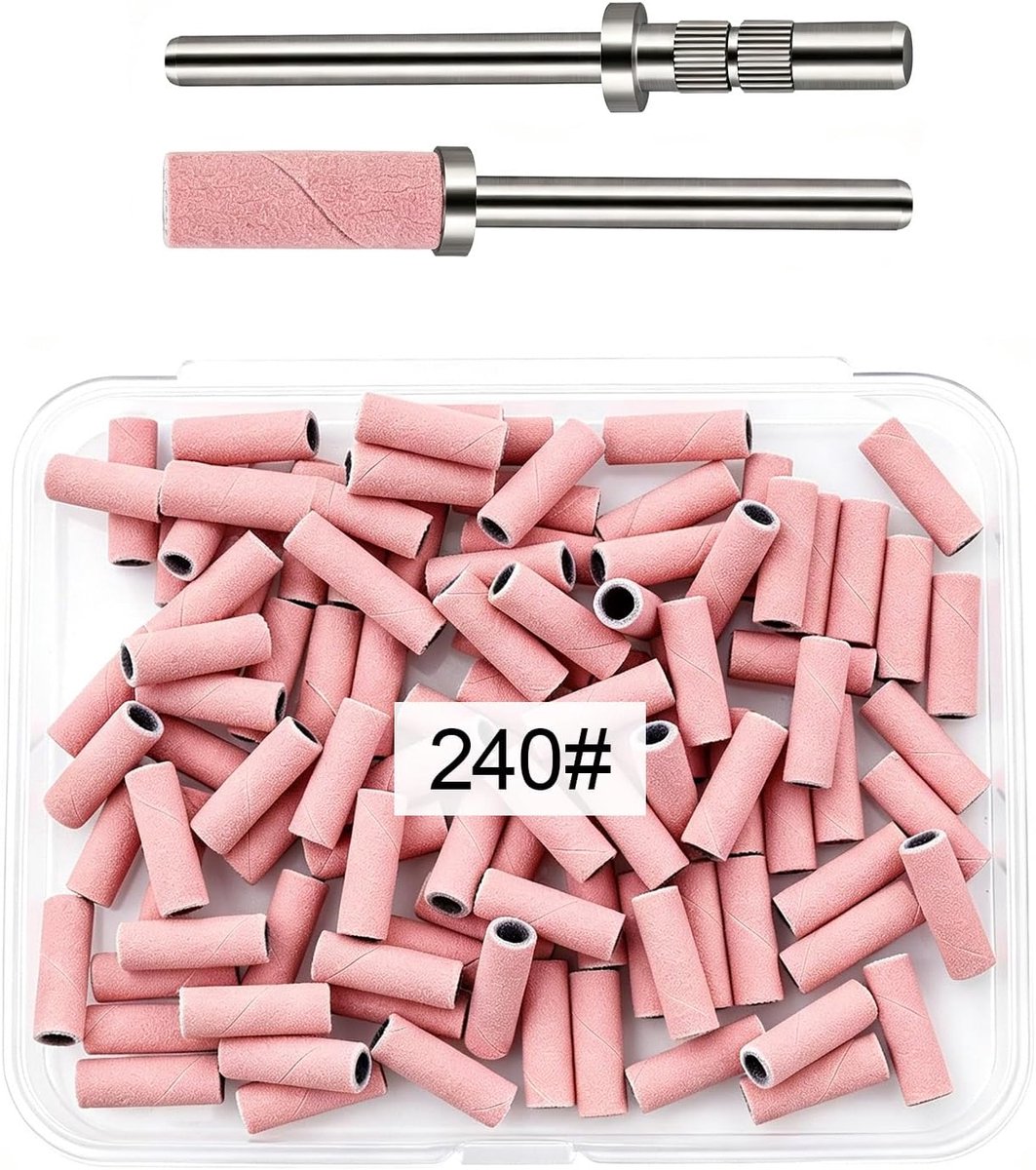 Kleine schuurbanden voor nagelboor 240 fijne korrel - 100 stuks met 2 boren - voor polijsten van natuurlijke nagels - ShopVlot