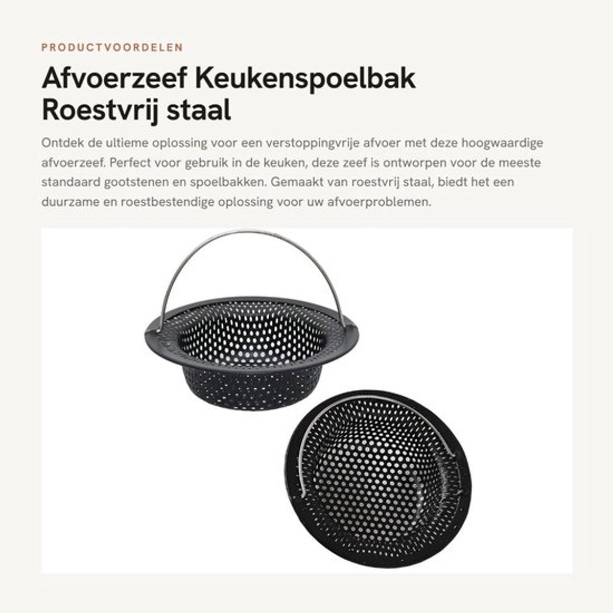 Afvoerzeef Roestvrij Staal - Gootsteen Zeef - Wastafel Zeef - Verstoppingsbescherming - 2 Stuks - 11 x 8 x 3,2 cm - Gootsteenzeef
