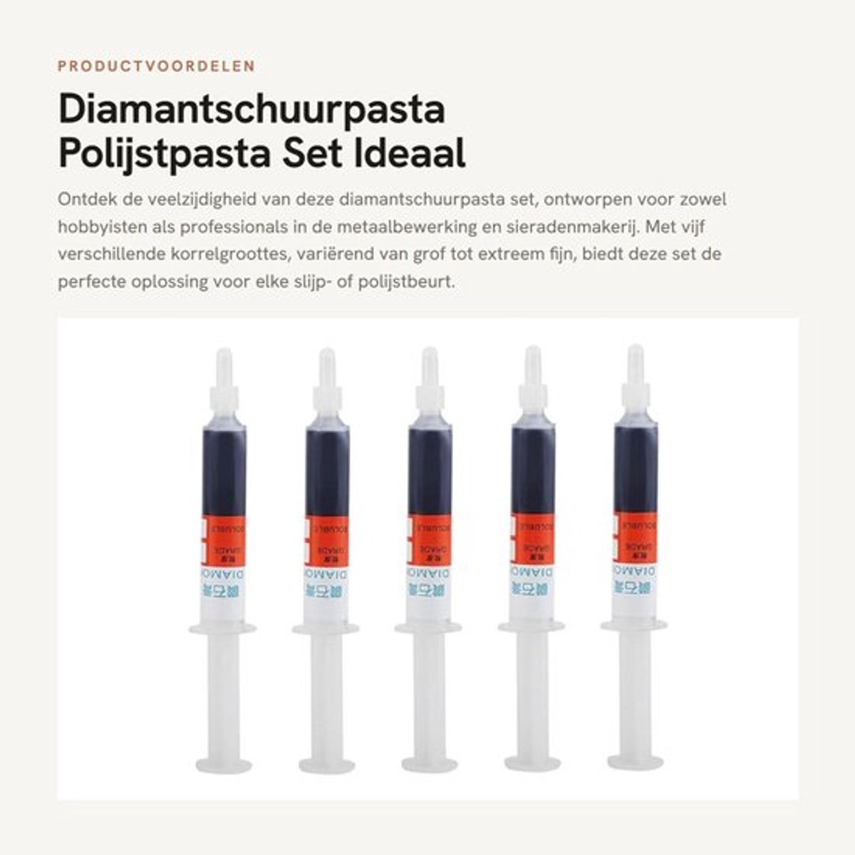 Polijstpasta 5 Stk/set - Diamantschuurpasta - Grof/slijpen - Normaal/fijn polijsten - Spiegelpolijsten - Olie oplosbaar schuurmiddel - Afmetingen 95x15 mm - Slijpmiddel