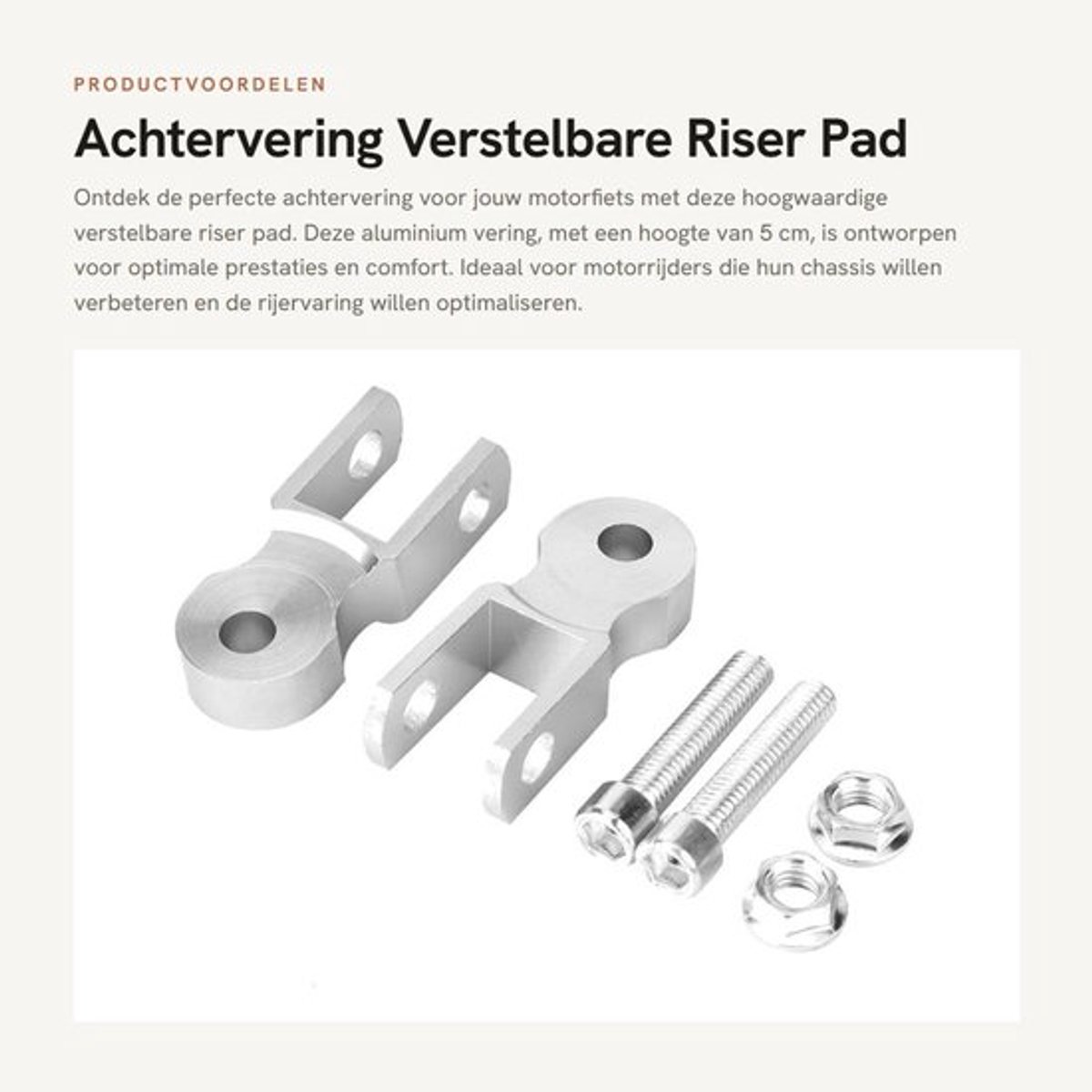 Schokdemper Riser 5 cm verhoging - 2 stuks - Aluminiumlegering - Universeel - Corrosiebestendig - Hoogwaardige kwaliteit - Verhogingspad