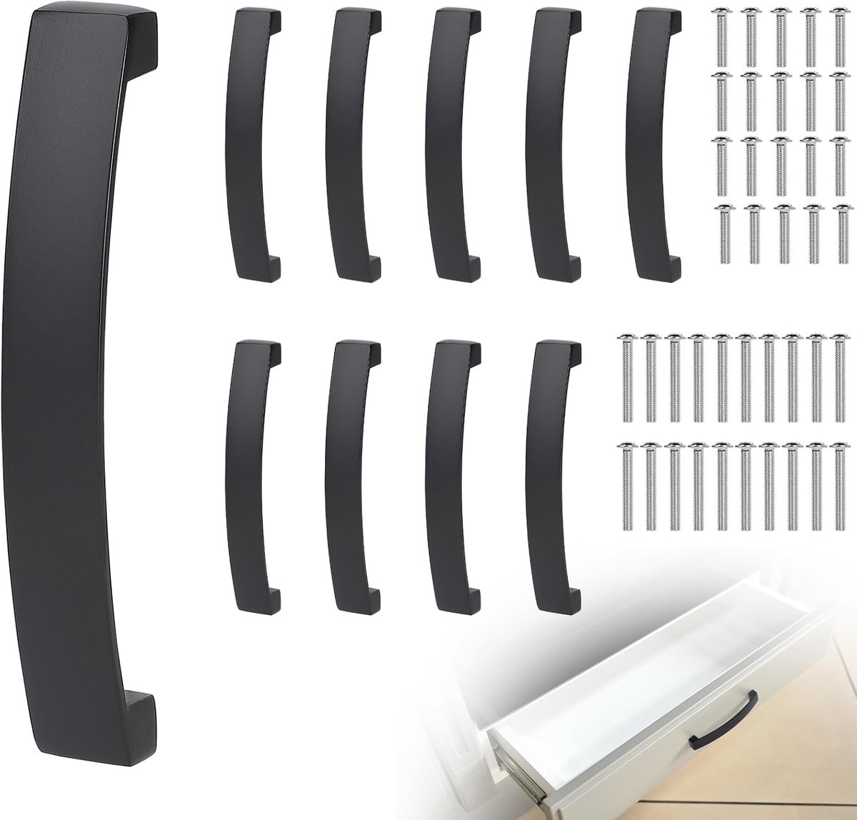 Meubelhandgrepen 128mm - Aluminium - Zwart - Duurzaam en elegant voor keukenkasten - ShopVlot