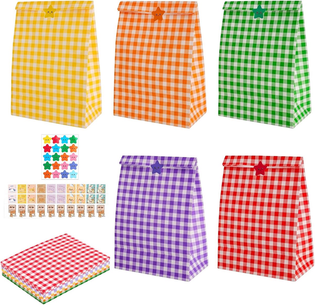 Cadeauzakjes 30 stuks - 24 x 13 x 8 cm - papieren zakjes - kleurrijke verjaardagszakjes voor kinderverjaardag - ShopVlot