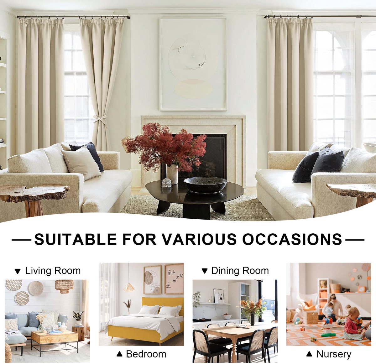 Verduisteringsgordijnen 140 x 225 cm - Crème Beige - Warmte-isolerend - Ideaal voor slaapkamer - ShopVlot