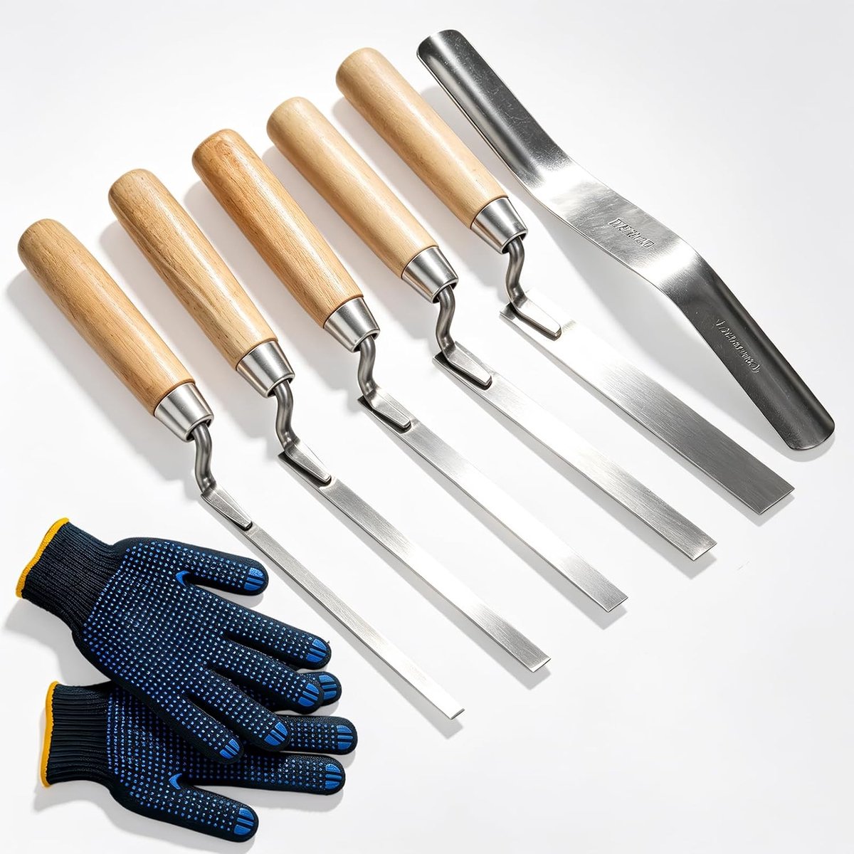 Voegentroffel set 5-delig - roestvrij staal - met handschoenen - voor professioneel voegwerk - ShopVlot