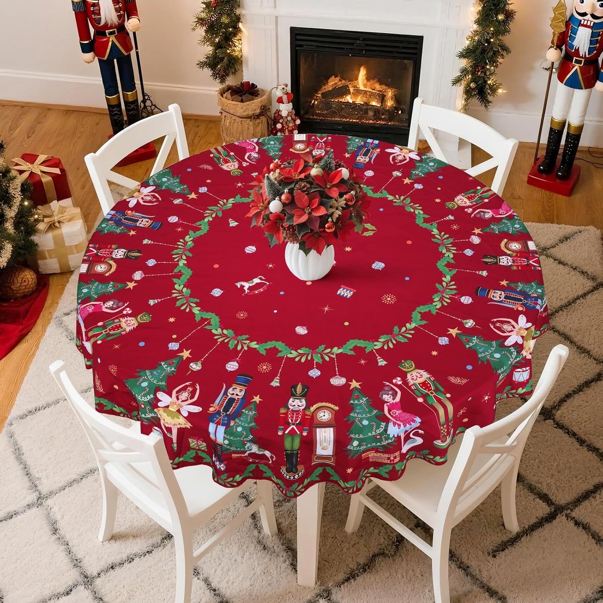 Tafellaken Kerst 160-Inch - Waterdicht - Rood kerstpatroon - Perfect voor kerstfeest - ShopVlot