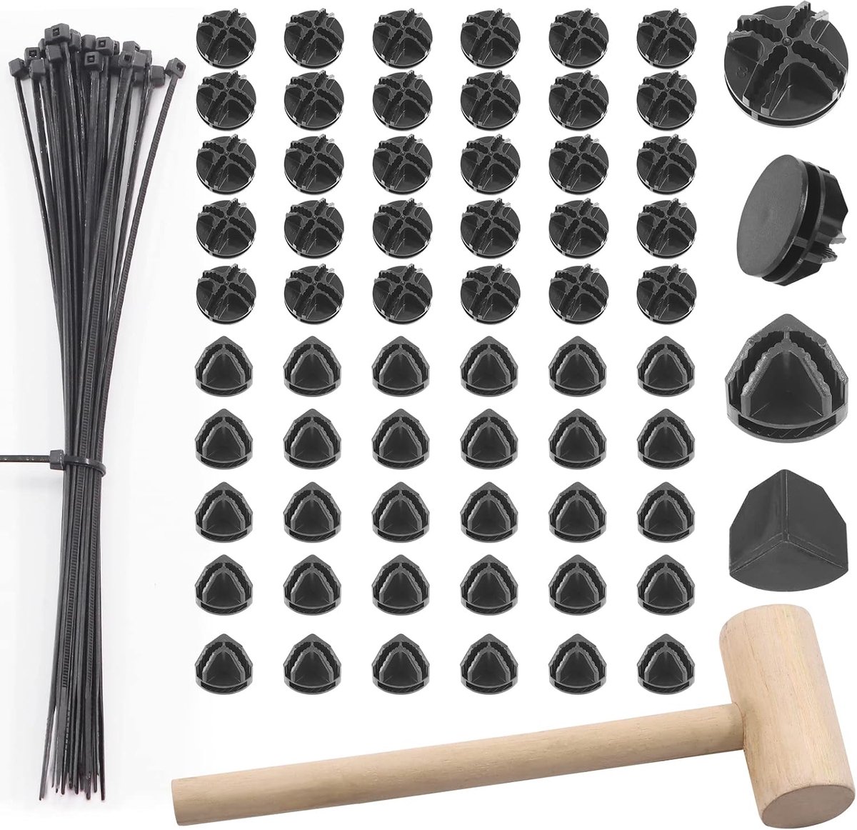 Plastic connector set - 91-delige assortiment - zwart - voor het organiseren van kabels - ShopVlot