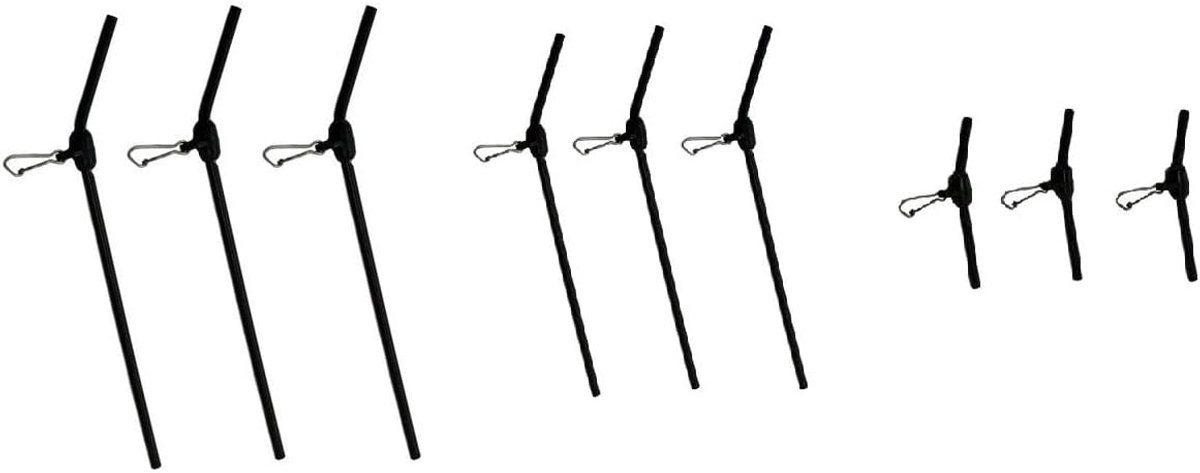 Anti Tangle Tree Set 6-9 Stukken - Curved Zwart 5cm, 8cm & 12cm - Inclusief Karabijnhaak - Ideaal voor Karpervoer - ShopVlot
