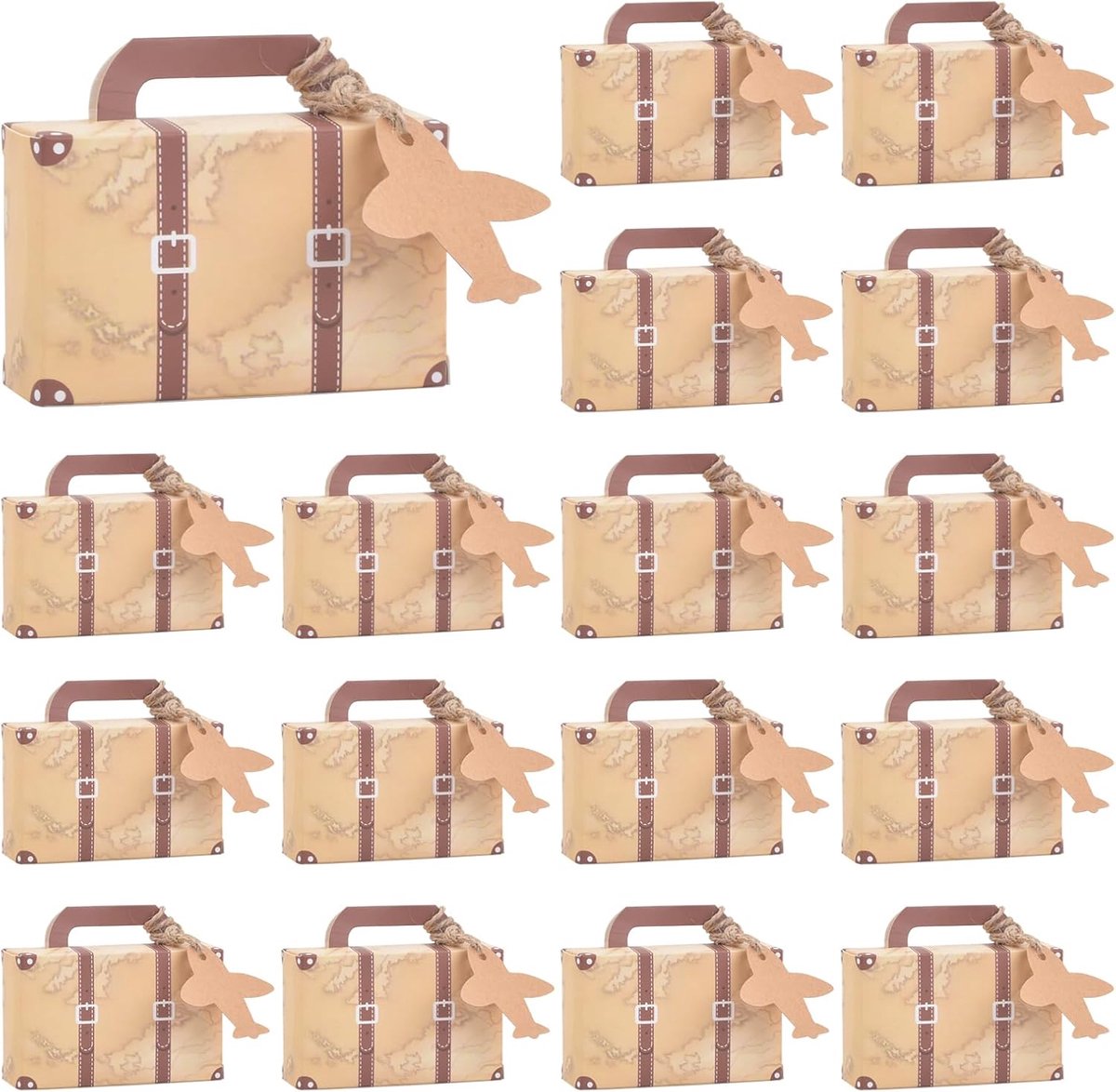 Snoepdozen 50 stuks - Vintage kraftkarton - Met etiketten en jute koord - Perfect voor bruiloften - ShopVlot