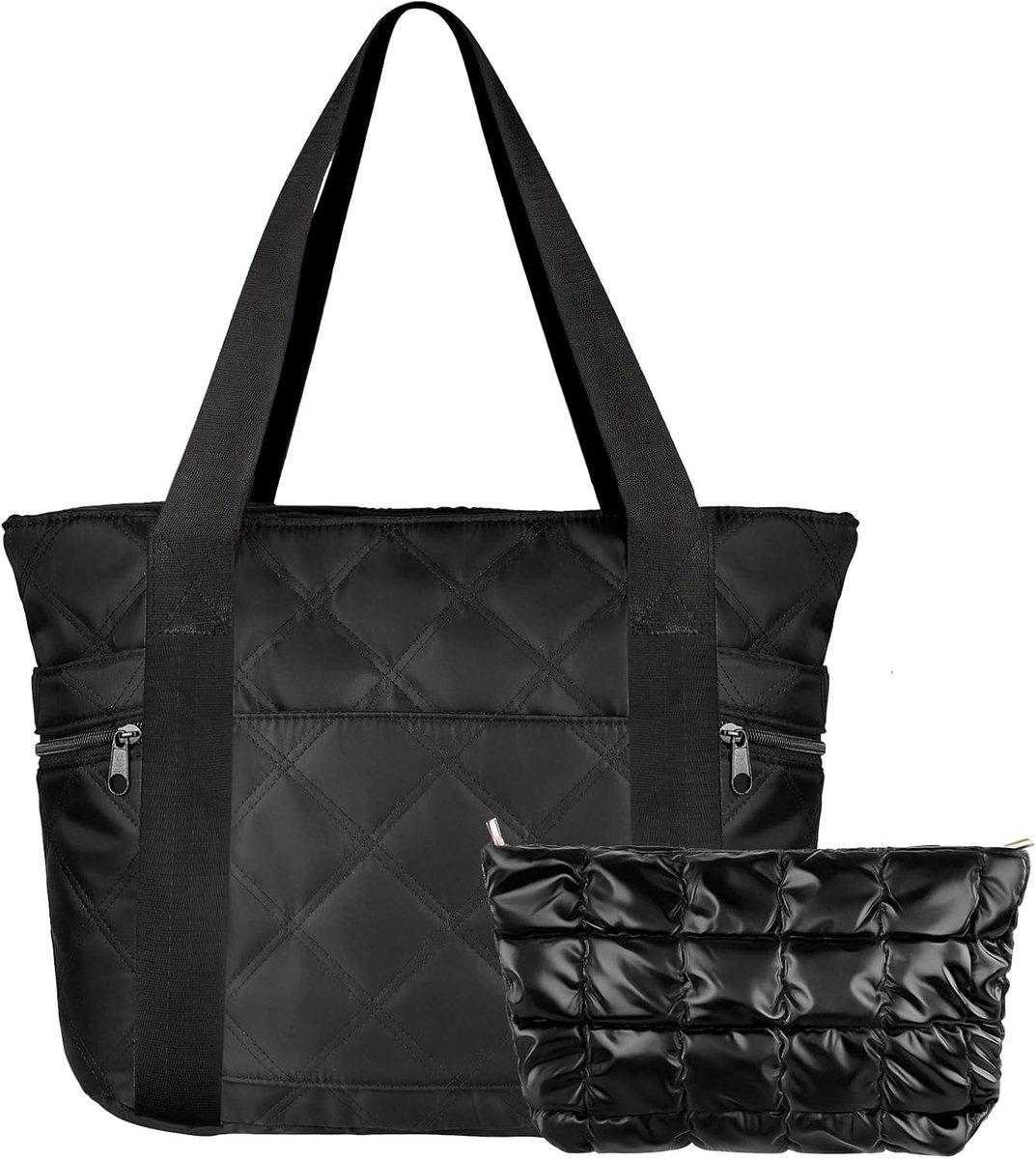 Handtas voor Dames - Zwart - 31 x 40 x 15 cm - Grote Tas met Ritssluiting en Laptopvak - Voor Studie en Werk