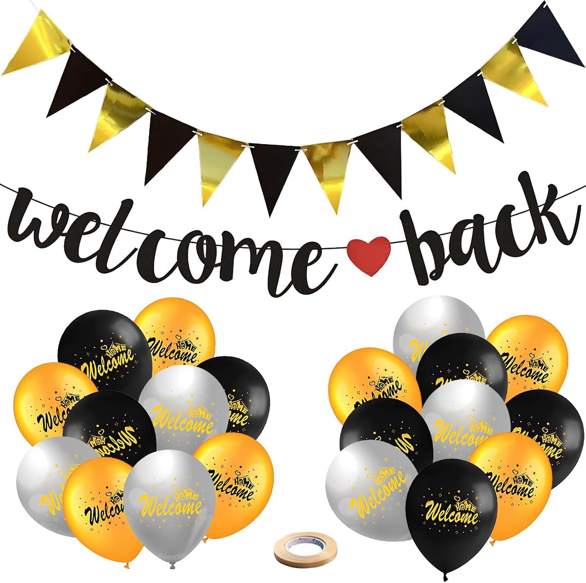 Feestdecoratie set 22-delig - Ballonnen en vlaggen - Welkom terug banner - Perfect voor feestjes - ShopVlot