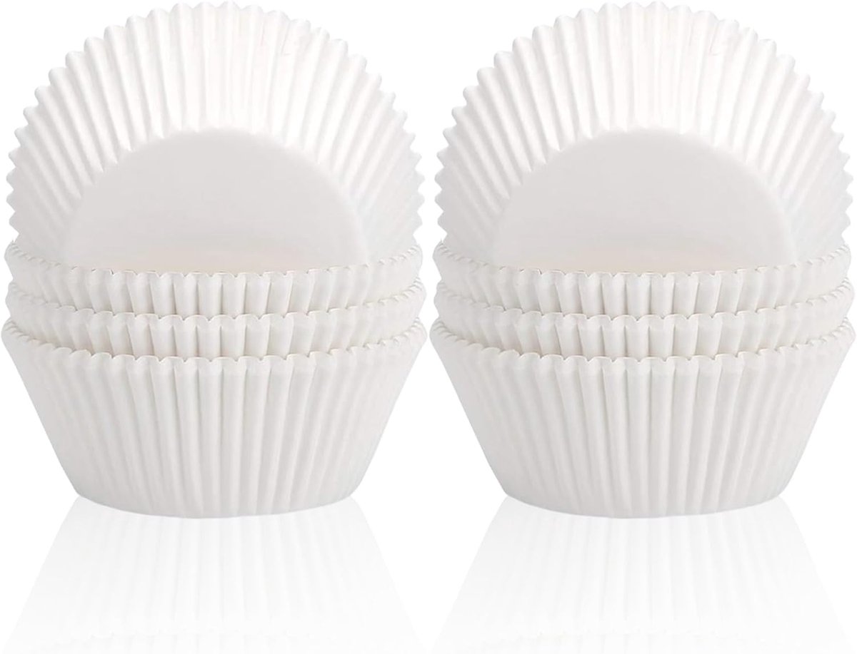 Cupcake wrappers 200 stuks - mini witte papieren muffinvormen - feestelijke decoratie - ideaal voor verjaardagen - ShopVlot