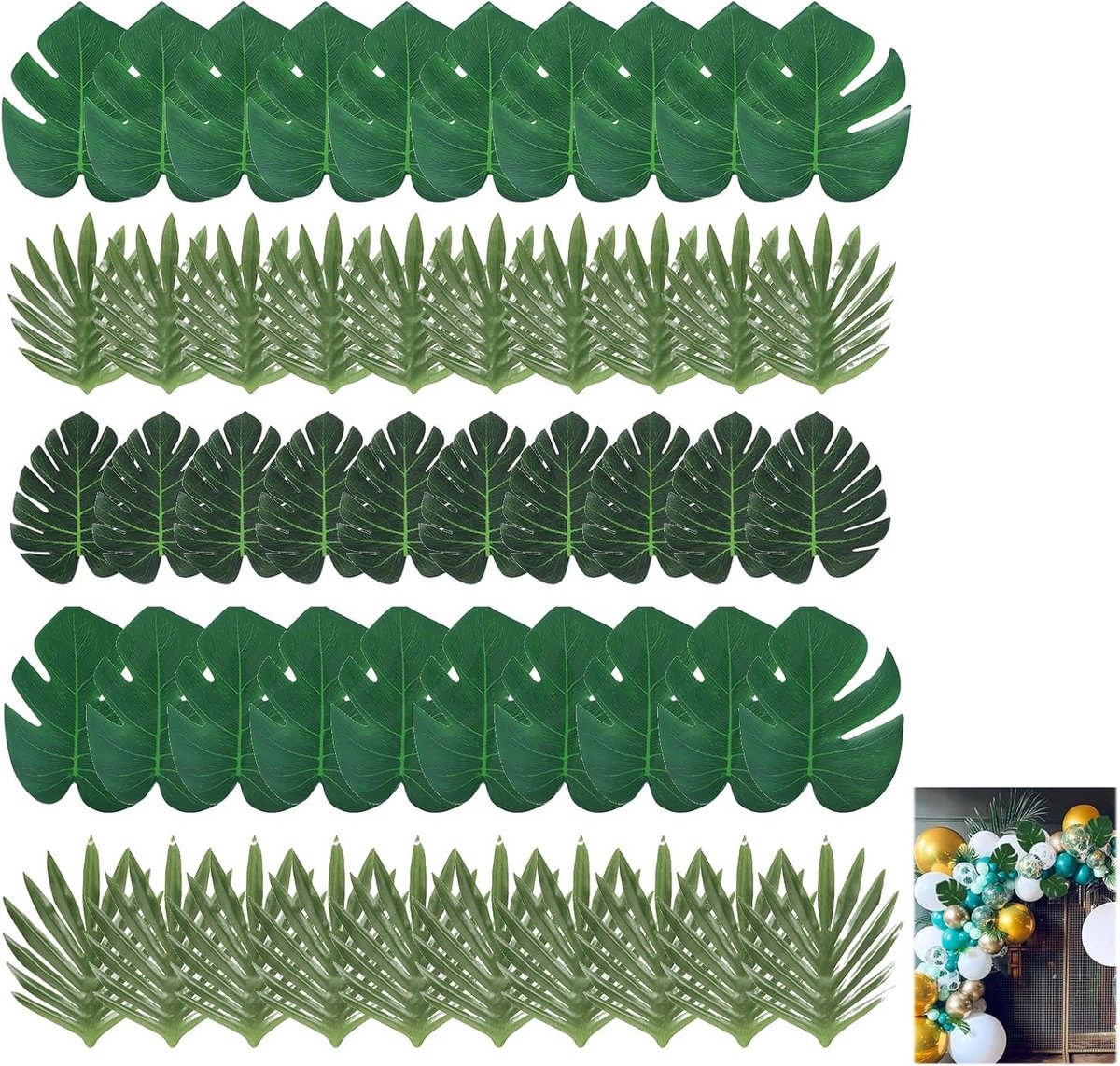Kunstmatige Monstera bladeren 50 stuks - Grote palmbladeren - Tropische decoratie - Perfect voor zomerfeest - ShopVlot
