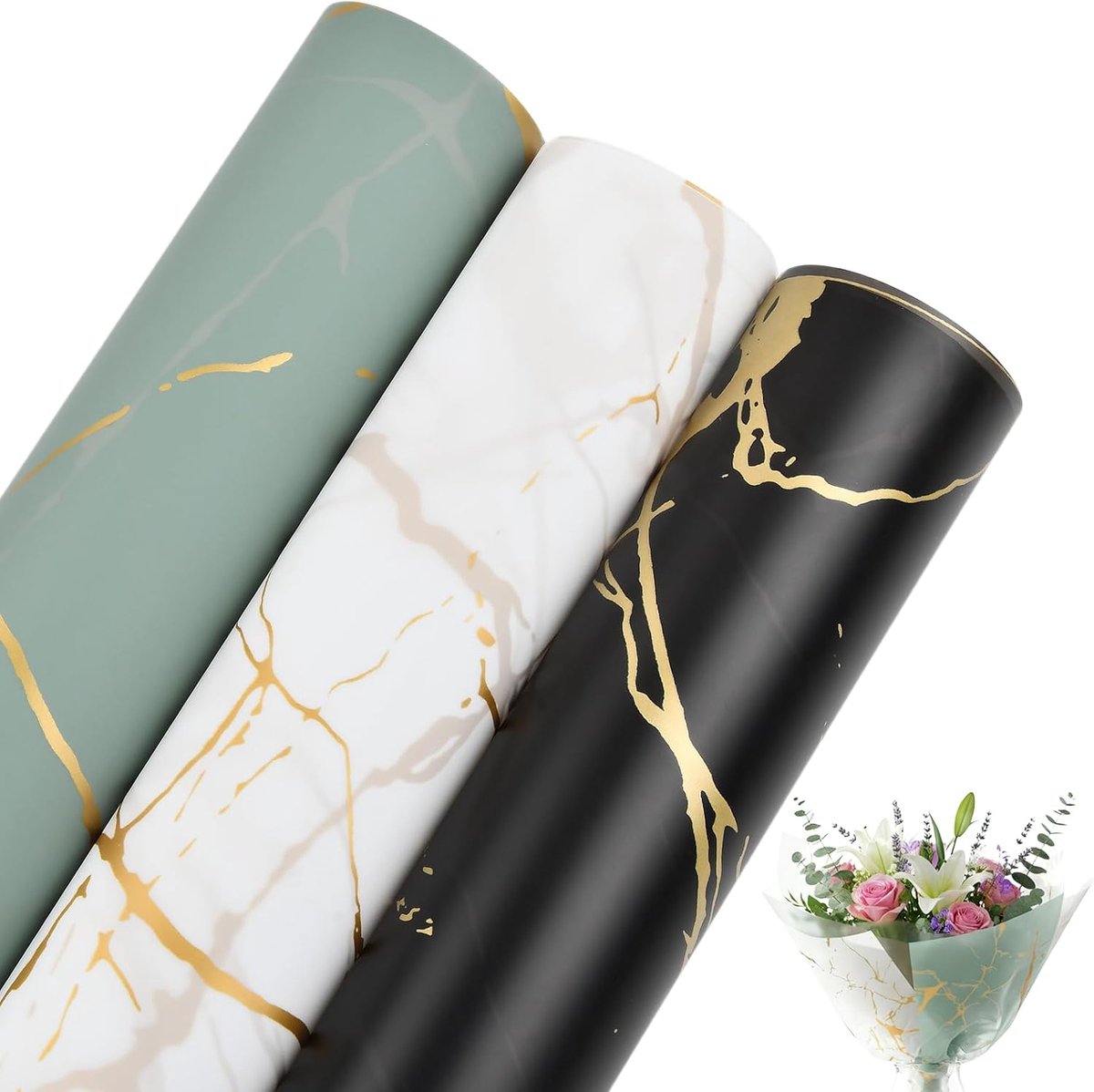 Cadeaupapierset 60 vellen - bloemenboeket - waterdicht - ideaal voor Valentijnsdag - ShopVlot