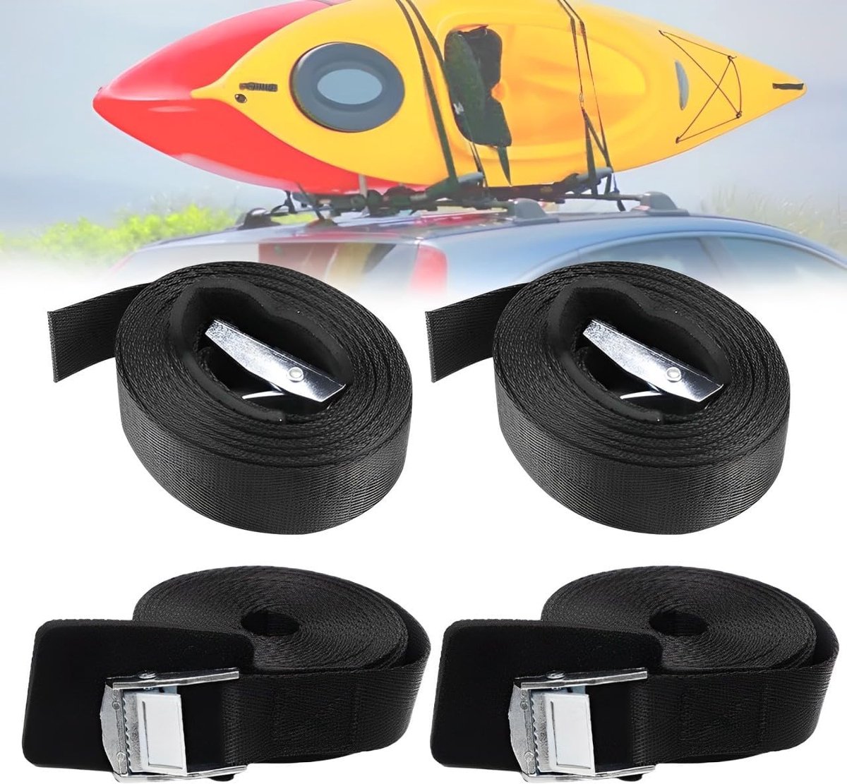 Lashing straps 2.5cm x 2.5m - ratchet straps - stevige bevestiging - ideaal voor motoren en fietsen - ShopVlot