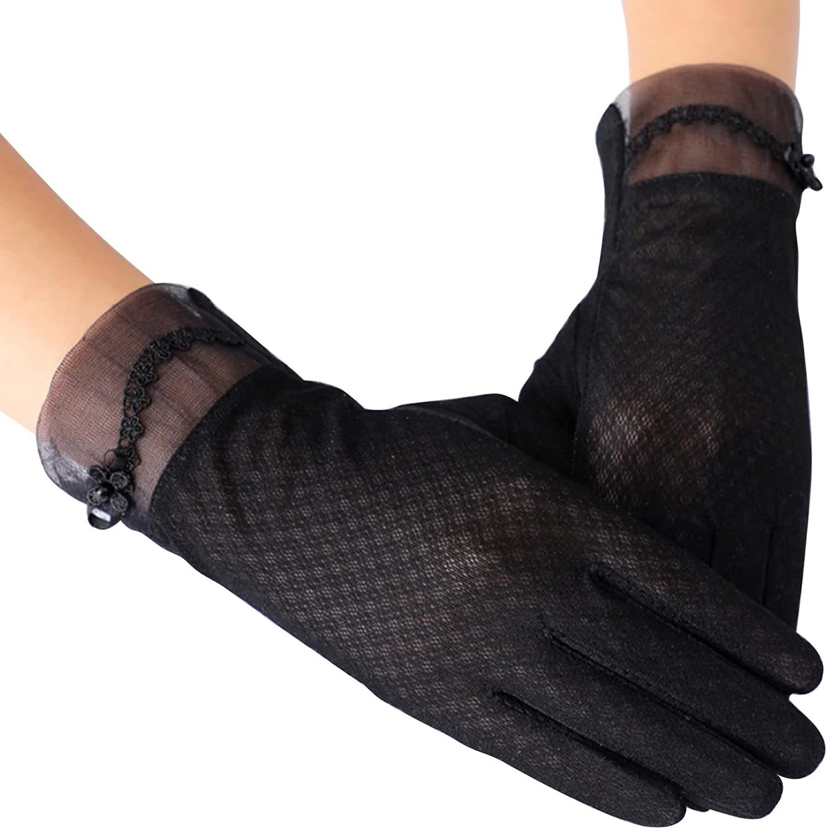 Zomerhandschoenen voor dames - kort - bloemetjeskant - antislip voor fietsen - ShopVlot