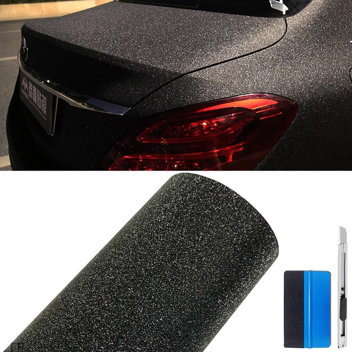 Autovinyl folie 50cmx150cm - zwarte glitter diamanten - krasbestendig - bescherming en decoratie - ShopVlot