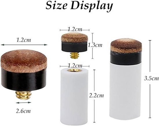 Billiard cue punten set met vervangbare schroefpunten, harde pomerans en accessoires voor biljartspelen — afbeelding 5