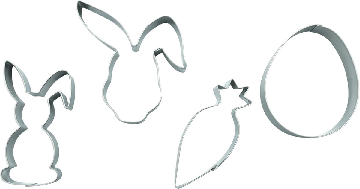 BekkiB Set of 4 cookie cutters "Easter" - cookie cutters in egg, carrot and hare shape - ShopVlot