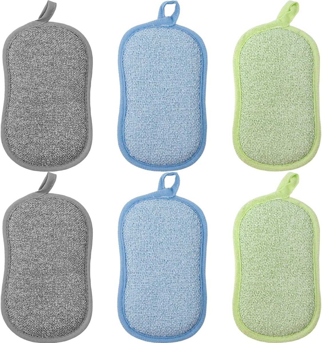 Grote herbruikbare afwassponsen - Dubbelzijdige keukensponsen voor efficiënt afwassen (15 x 8 x 2 cm) - Set van 6 stuks